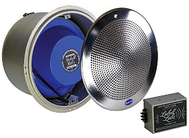 Altavoz subacuático Lubell 9484 con nicho húmedo de acero inoxidable, rejilla y caja de transformador